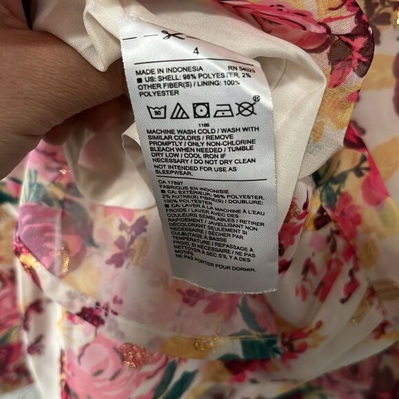 JANIE AND JACK Cream And Sugar Floral Floral Chiffon Dress, Magenta, Size 4 - Picture 9 of 11